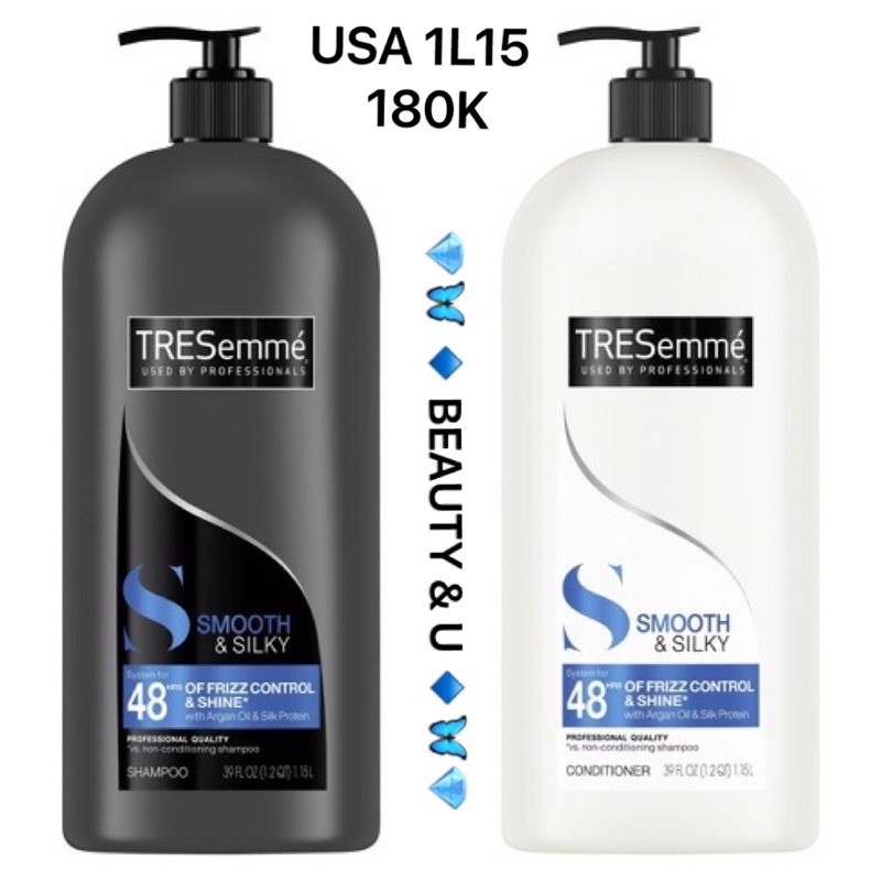 DẦU GỘI - DẦU XẢ TÓC TRESEMME MỸ S SMOOTH &amp; SILKY SHAMPOO - CONDITIONER 1L15 GIÚP TÓC BONGW MƯỢT, ÓNG Ả, CHẮC KHỎE 1L15