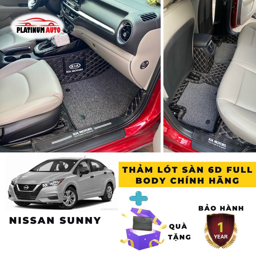 Thảm lót sàn ô tô6 D thành cao, tràn viền bậc cửa Nissan Sunny