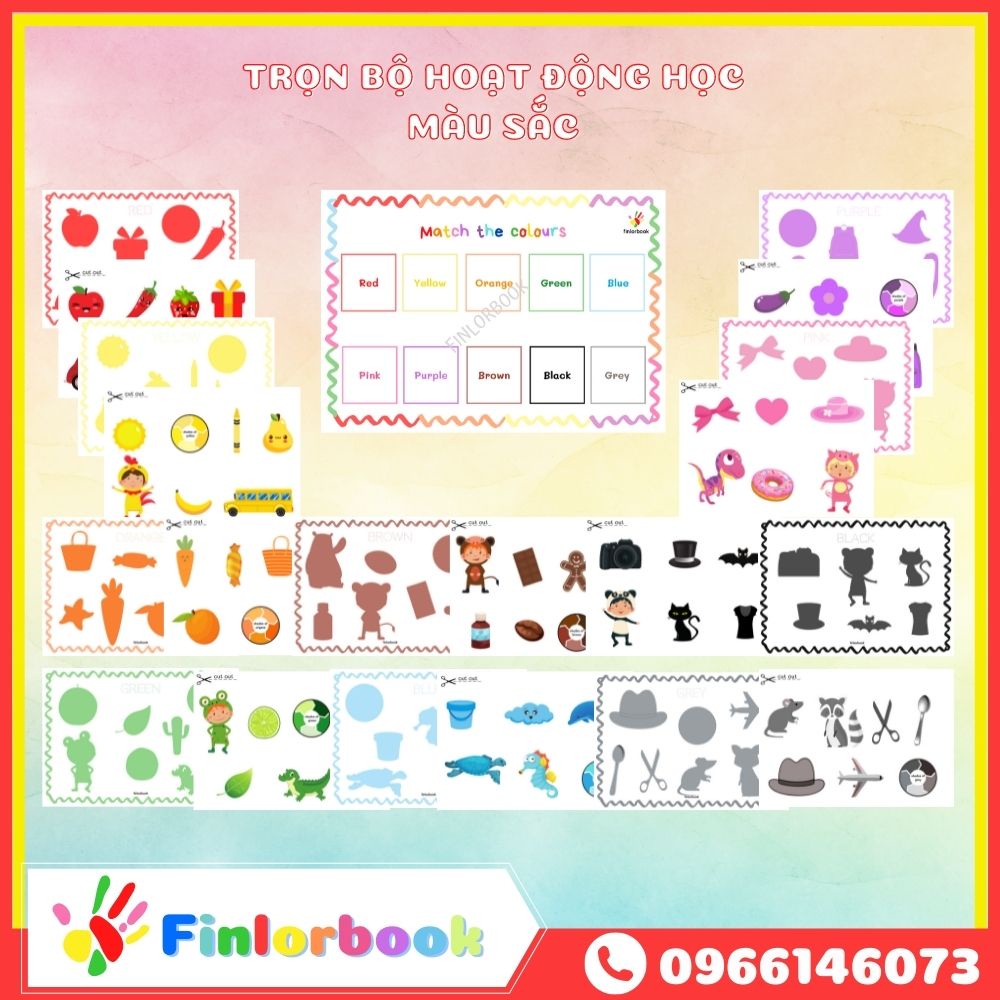 Học liệu màu sắc bóc dán cho bé - học liệu matching colors