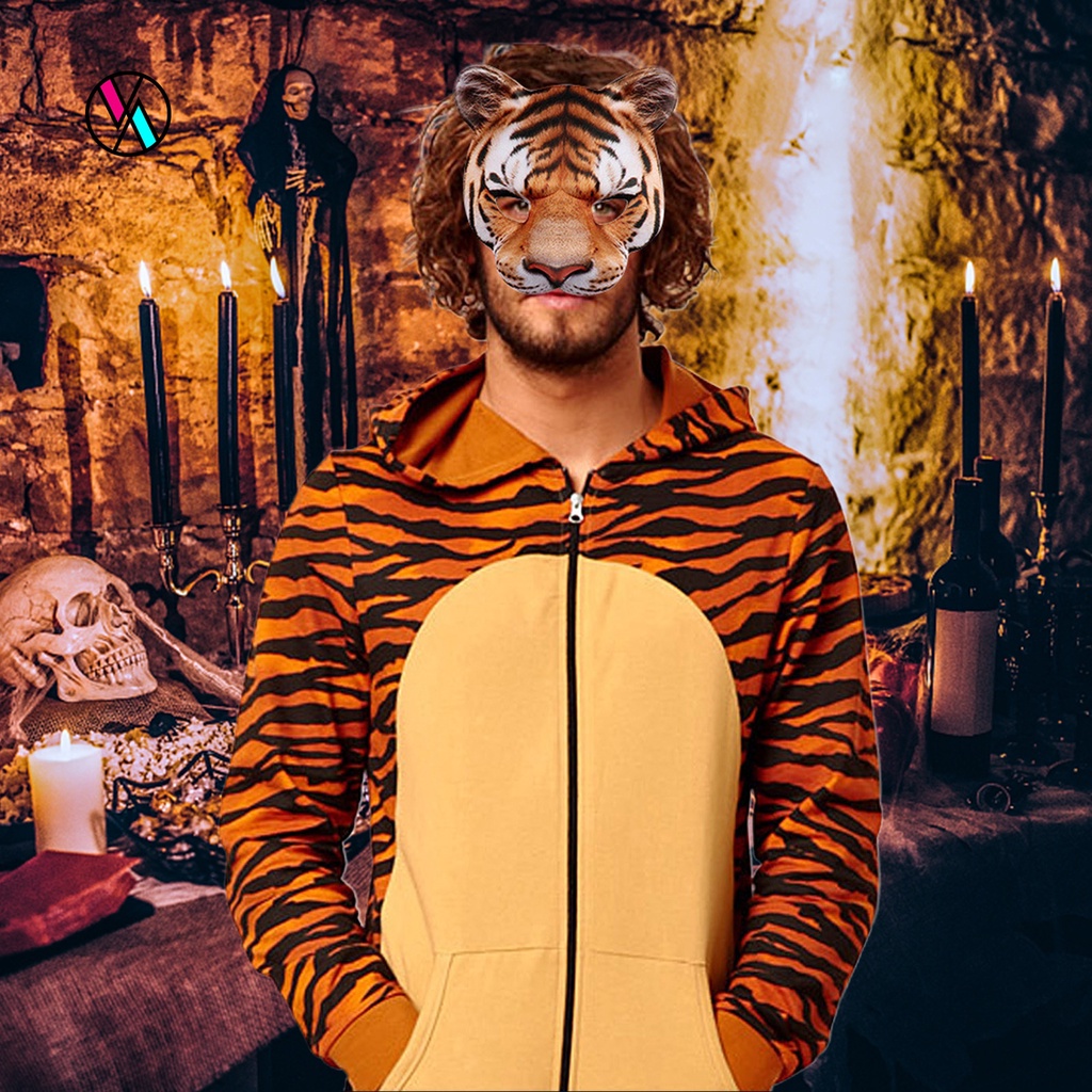 Phụ Kiện Che Mặt Bằng EVA Hình Con Hổ Dễ Thương Dùng Trang Trí Tiệc Halloween