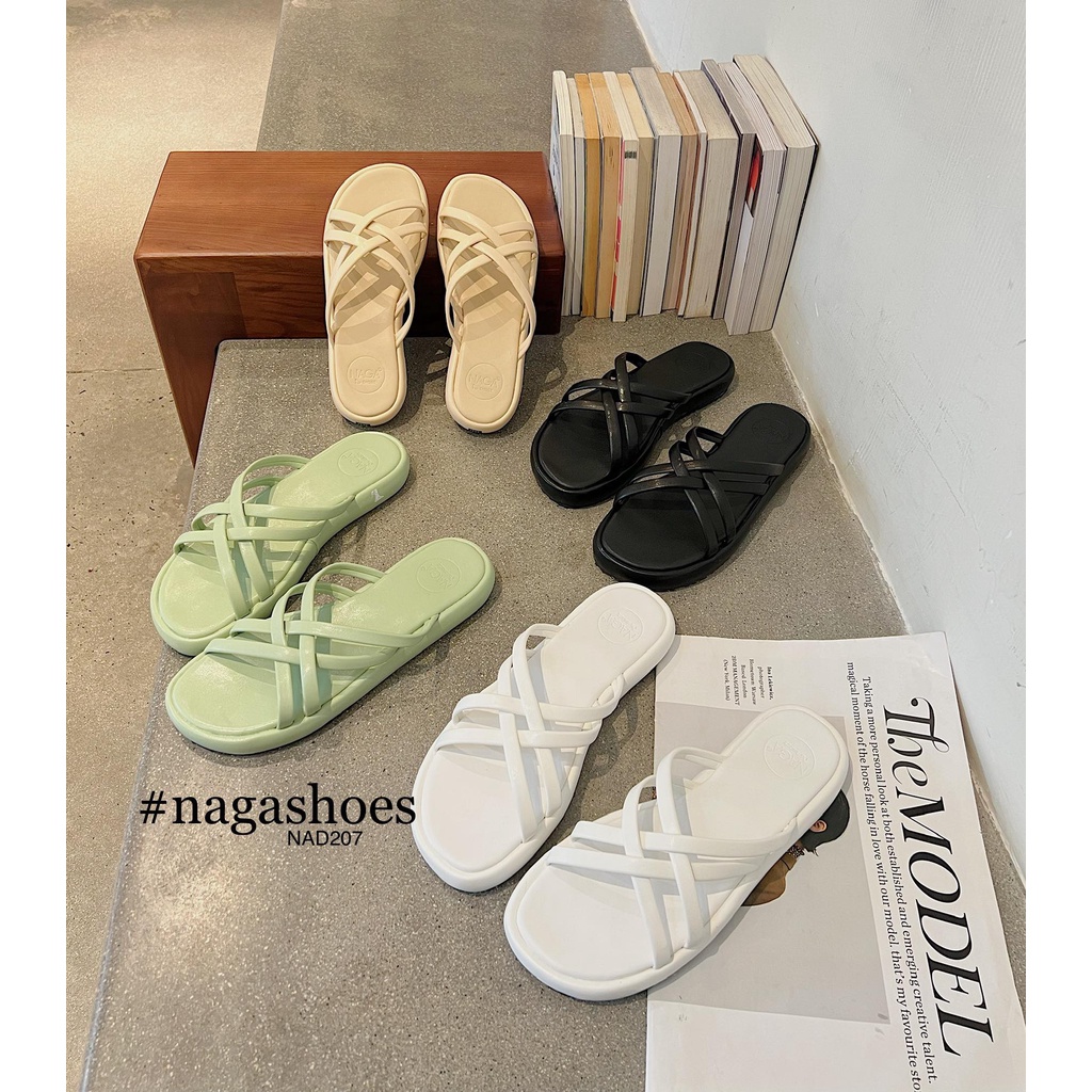 DÉP NAGASHOES MŨI TRÒN QUAI ĐAN CHÉO 2CM NAD207