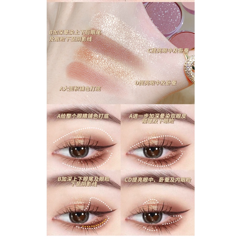 Bảng Phấn Mắt XIXI 9 Màu Lì Và Ánh Nhũ Kết Hợp Trang Điểm Kháng Nước Lâu Trôi 13.5g