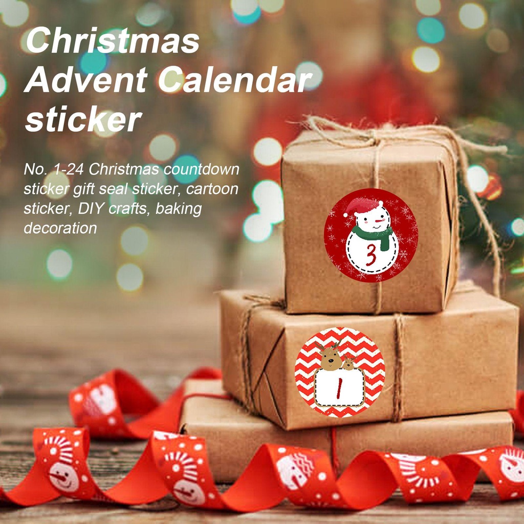 24 Nhãn Dán Trang Trí Quà Giáng Sinh Hình Người Tuyết