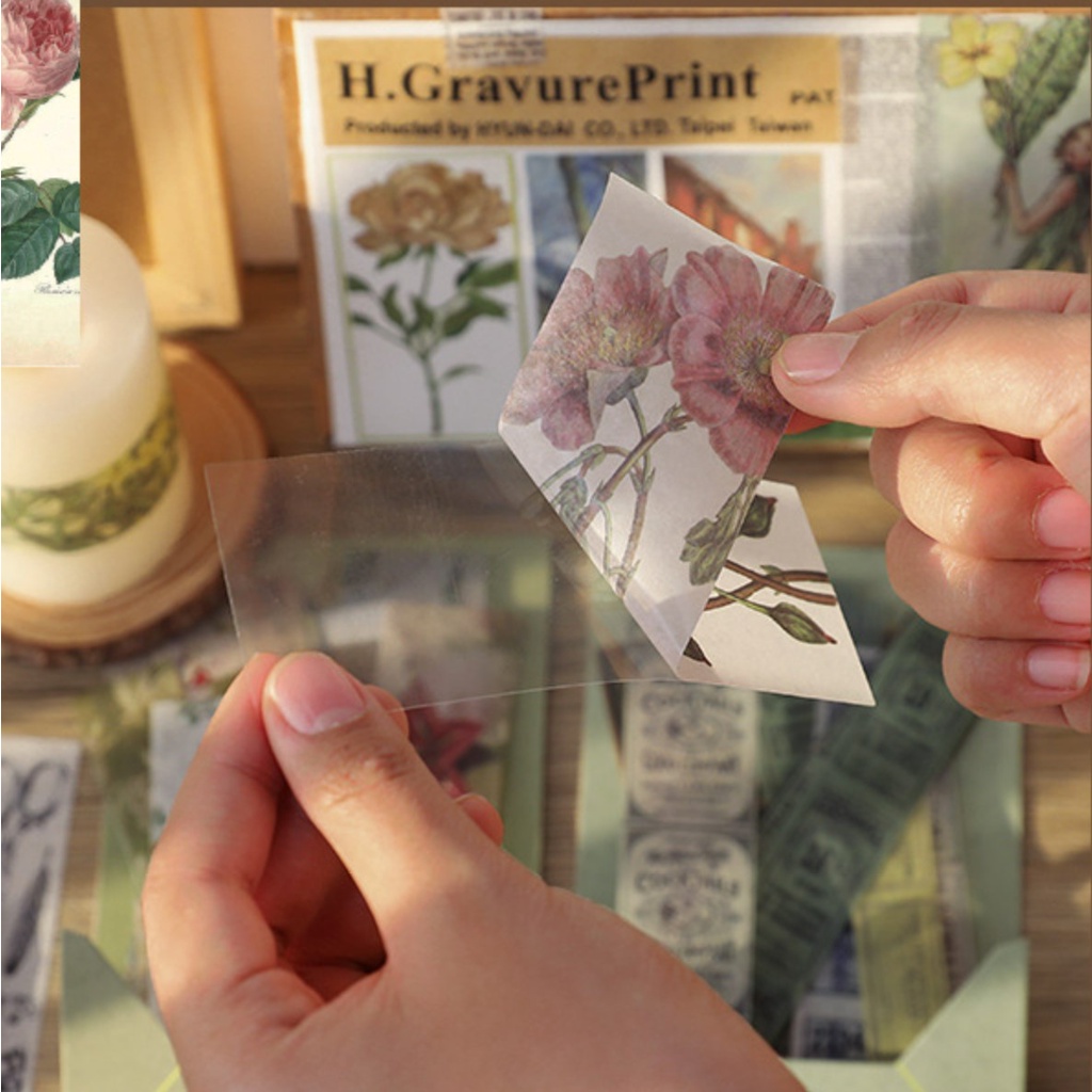 Túi 40 dải sticker vintage retro Floating trang trí bullet journal | BSB289