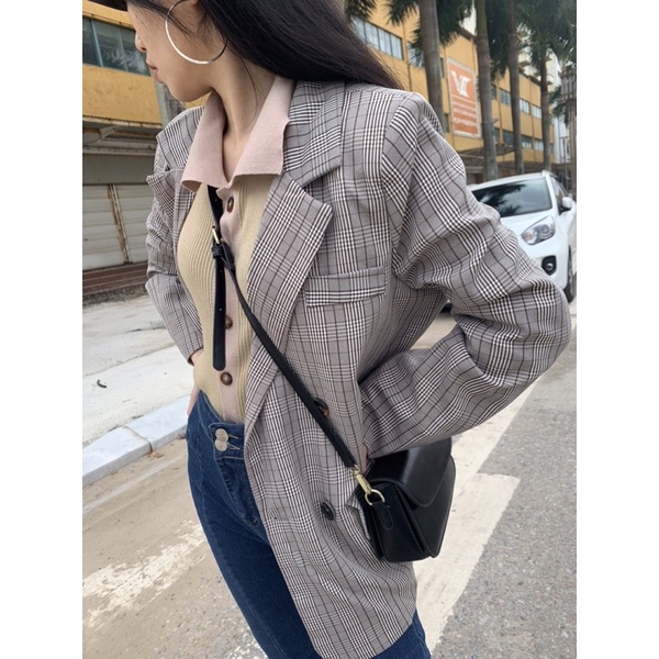 Áo blazer kẻ caro style Hàn hàng cao cấp loại 1