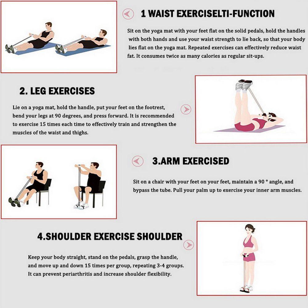 Dây Đai Kháng Lực 4 Ống Hỗ Trợ Luyện Tập Yoga / Thể Hình Trong Nhà