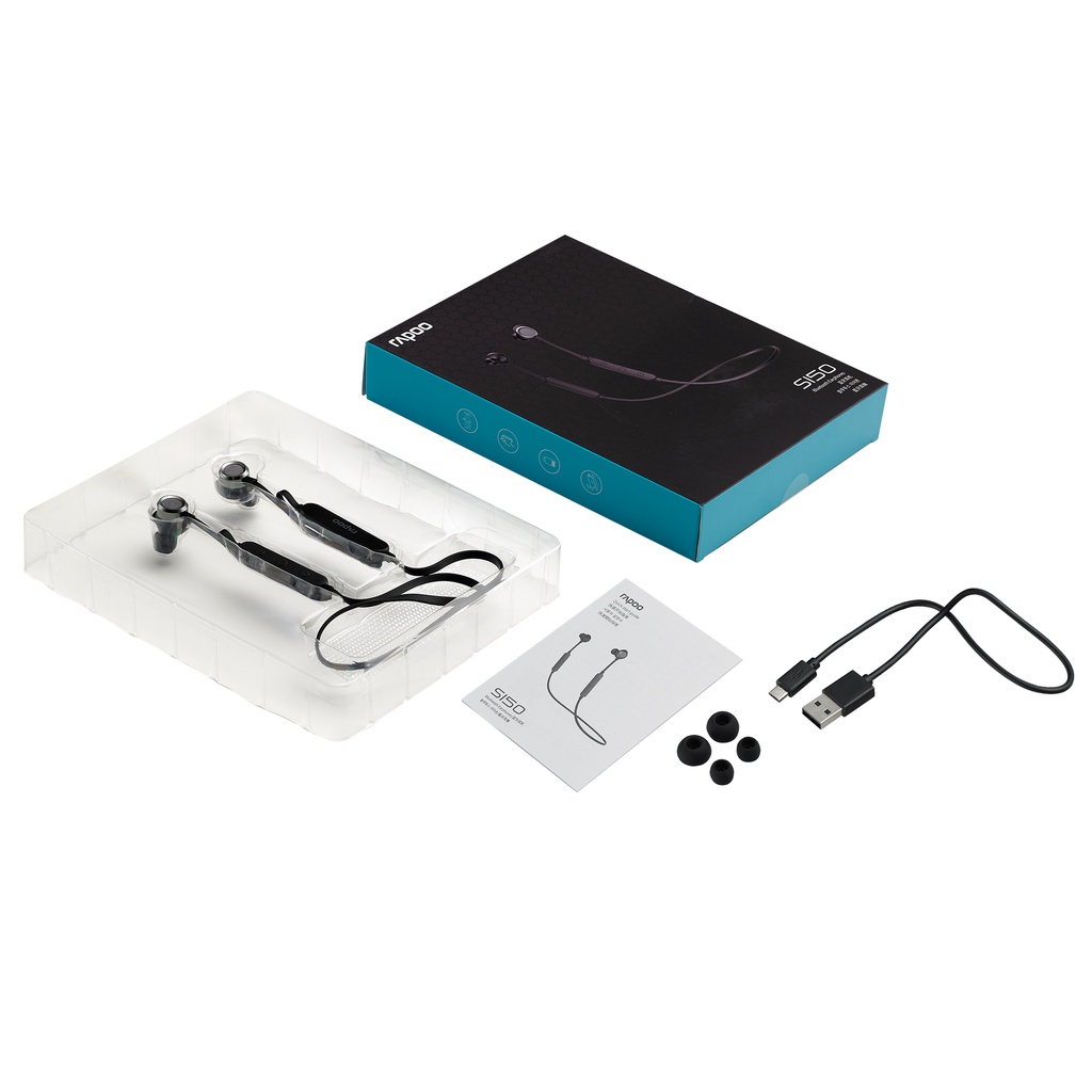 Tai nghe Bluetooth nhét tai Rapoo S150 Đen - Thời gian sử dụng 7 tiếng