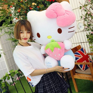 GẤU BÔNG KITTY ÔM DÂU SIZE 30CM