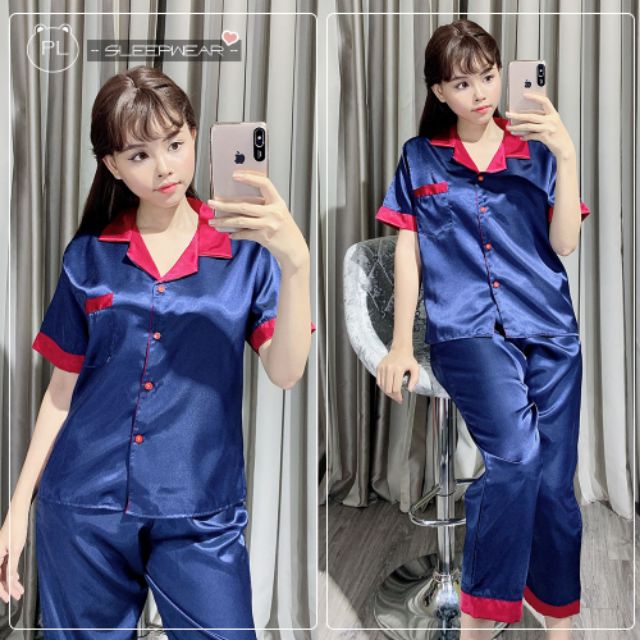 Bộ phi lụa phối tay ngắn quần dài | BigBuy360 - bigbuy360.vn