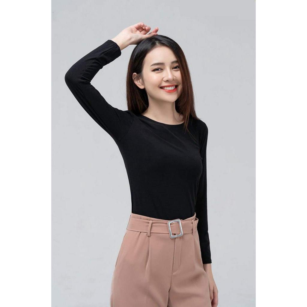 Áo giữ nhiệt nữ cổ tròn chất liệu cotton cao cấp mềm mịn, ôm dáng