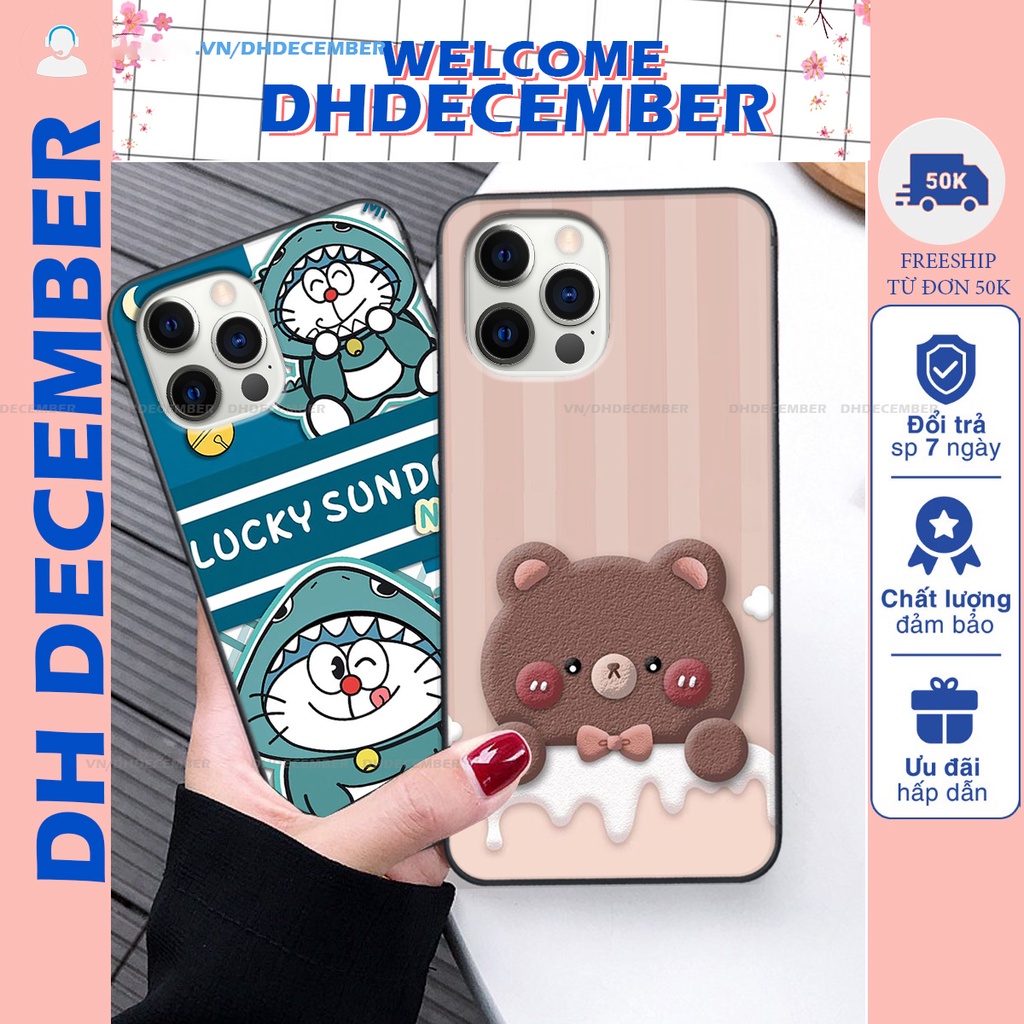 Ốp lưng iphone 12 PRO / 12 PRO MAX in hình gấu K@ws, gấu nâu, dor@emon RẺ- ĐẸP- BỀN