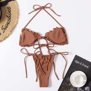 Bikini nhún bèo cam đất sexy