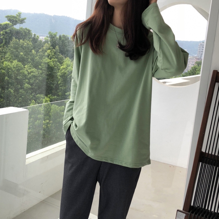 women tshirt long sleeve oversized loose casual BF Basic bottom shirt | BigBuy360 - bigbuy360.vn