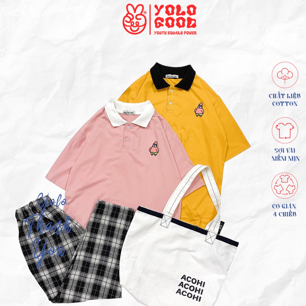 Áo thun Polo tay lỡ 🧀 BABY PATRICK 🧀 phông Unisex nam nữ tee oversize form rộng pull Ulzzang Streetwear Hàn Quốc vải mềm