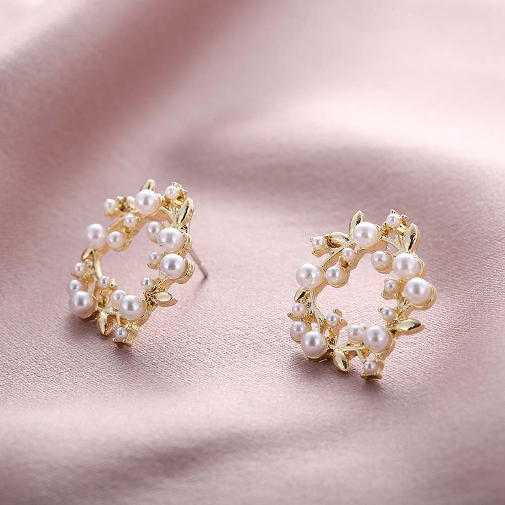 Đôi bông tai tròn đính ngọc trai giả hợp thời trang cho nữ