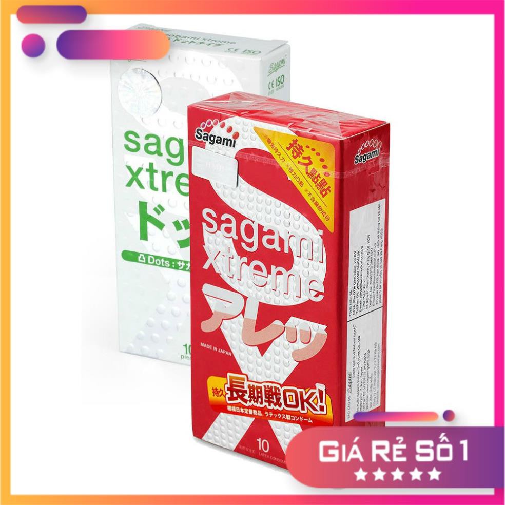 Combo 2 hộp bao cao su Sagami Feel Long và Xtreme White gân gai