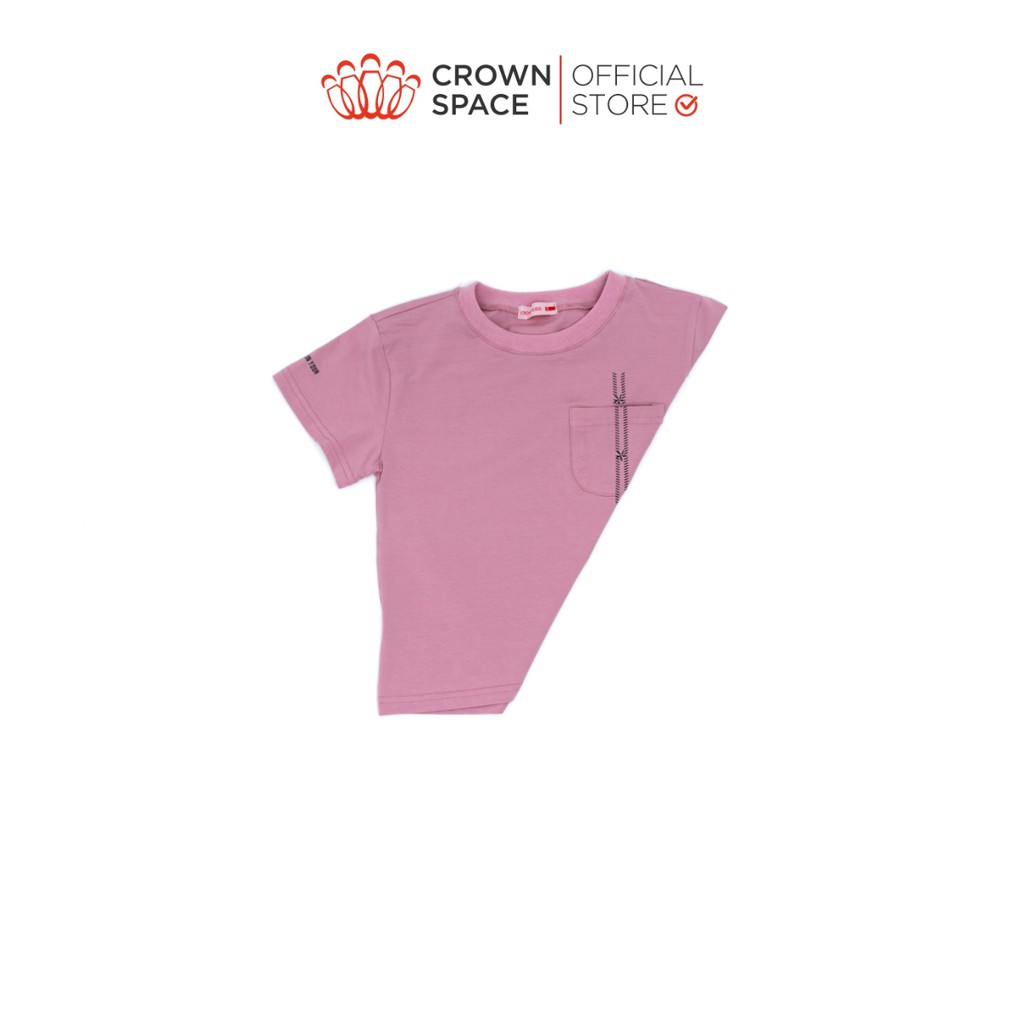 Áo Phông Bé Trai Màu Hồng Crown Kids Fashion CKBS2110707.P TShirt Vải Cotton Thoáng Mát Từ Size 5-10