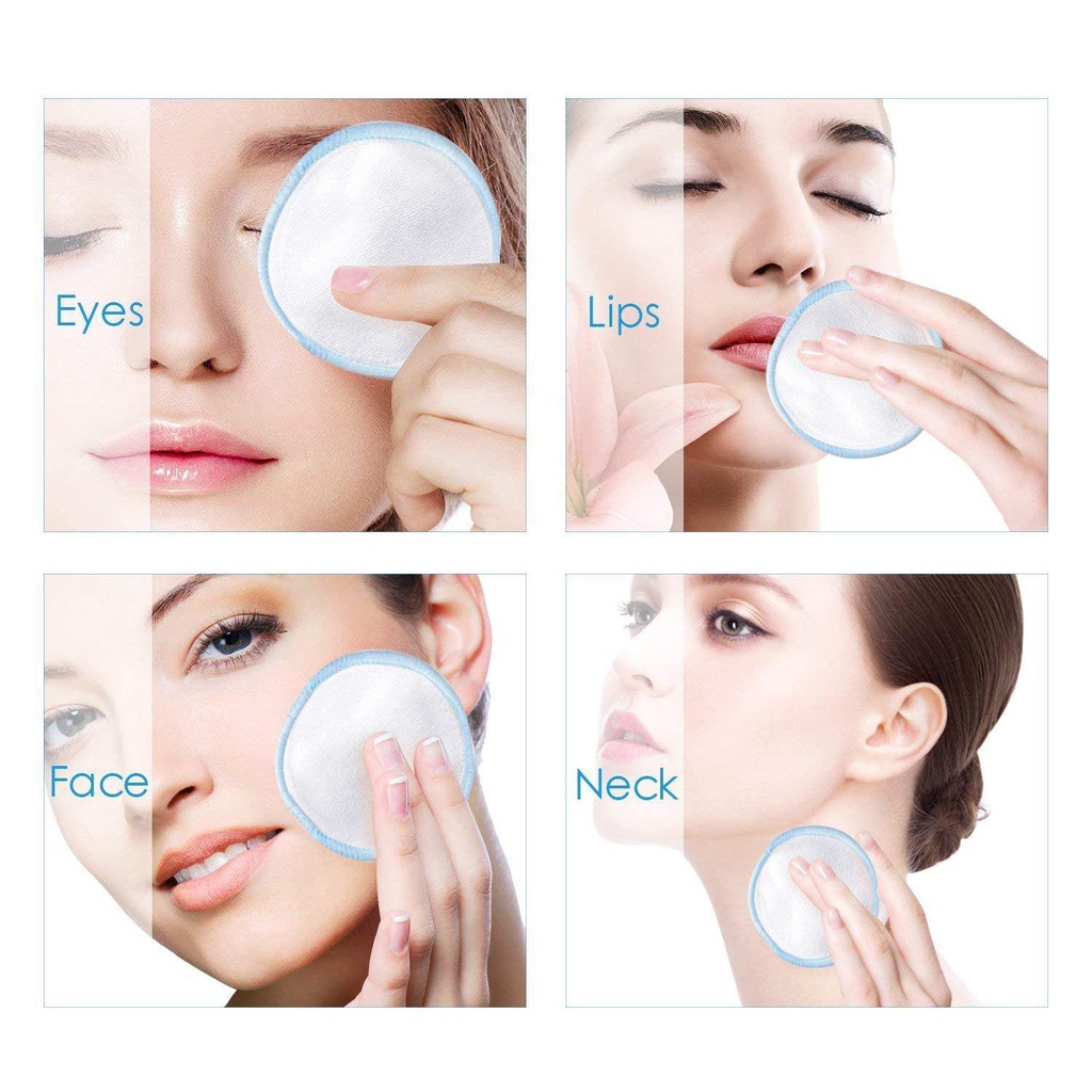 Set 5 / 10 / 20 Bông Tẩy Trang Bằng Cotton Tre Có Thể Tái Sử Dụng