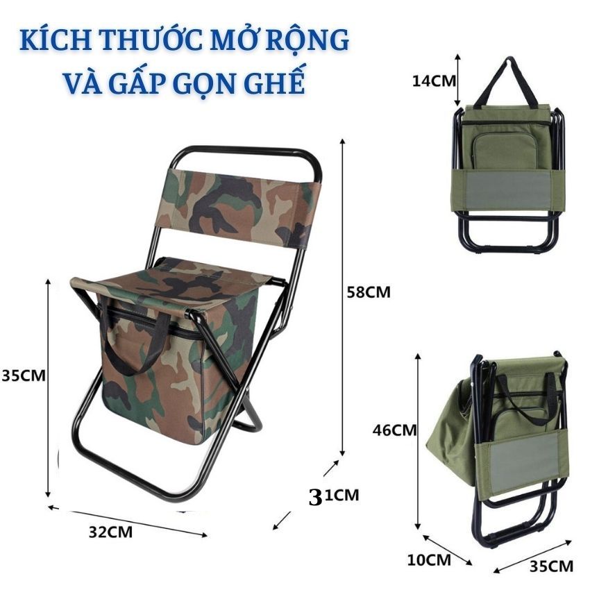 Ghế Xếp Du Lịch Gấp Gọn Đi Dã ngoại Cắm Trại Ngồi Câu Cá Khung Thép Chịu Lực 260 Kg VIE.PRO-G8