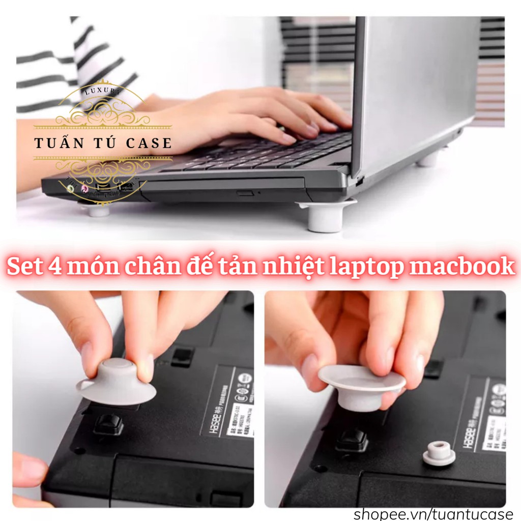 Chân đế tản nhiệt laptop macbook set 4 món chất liệu silicon tiện lợi