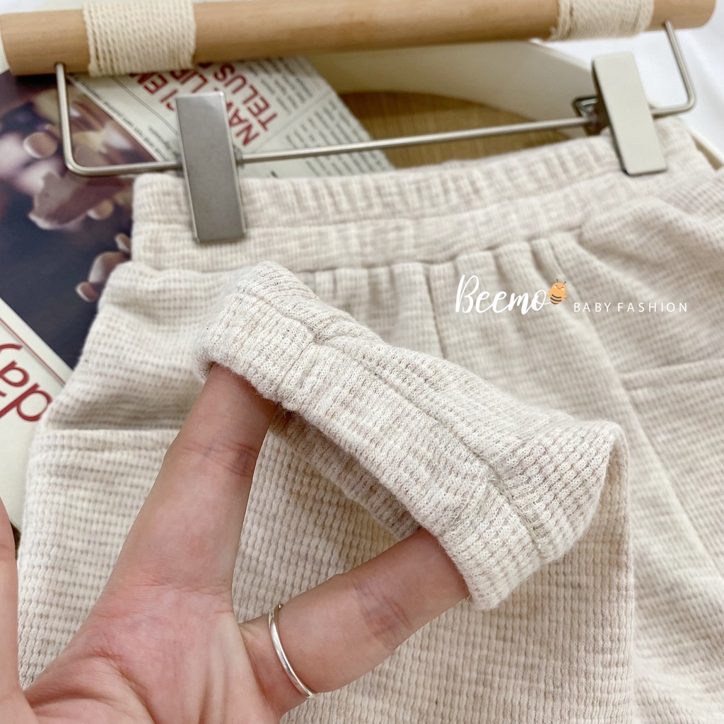 Quần dài Beemo dáng suông chất cotton tổ ong mềm mại, thoải mái vận động cho bé trai, bé gái phong cách Hàn Quốc -21Q037