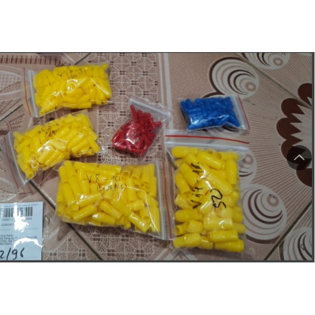 100 chiếc chụp nhựa đầu cốt V1.25-1.5,V2-2.5,V3.5-4,V5.5-6,V8-10,V14-16