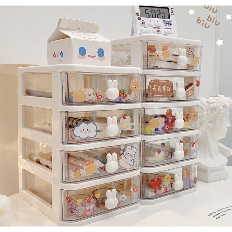 Tủ Nhựa mini Nhiều Ngăn Kéo Đựng Đồ Dùng Để Bàn Tiện Dụng.