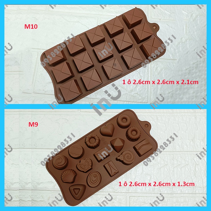 HCM - Khuôn silicon mẫu Mới hoạt hình size chuẩn làm socola viên, đổ râu câu mini, kẹo dẻo chip