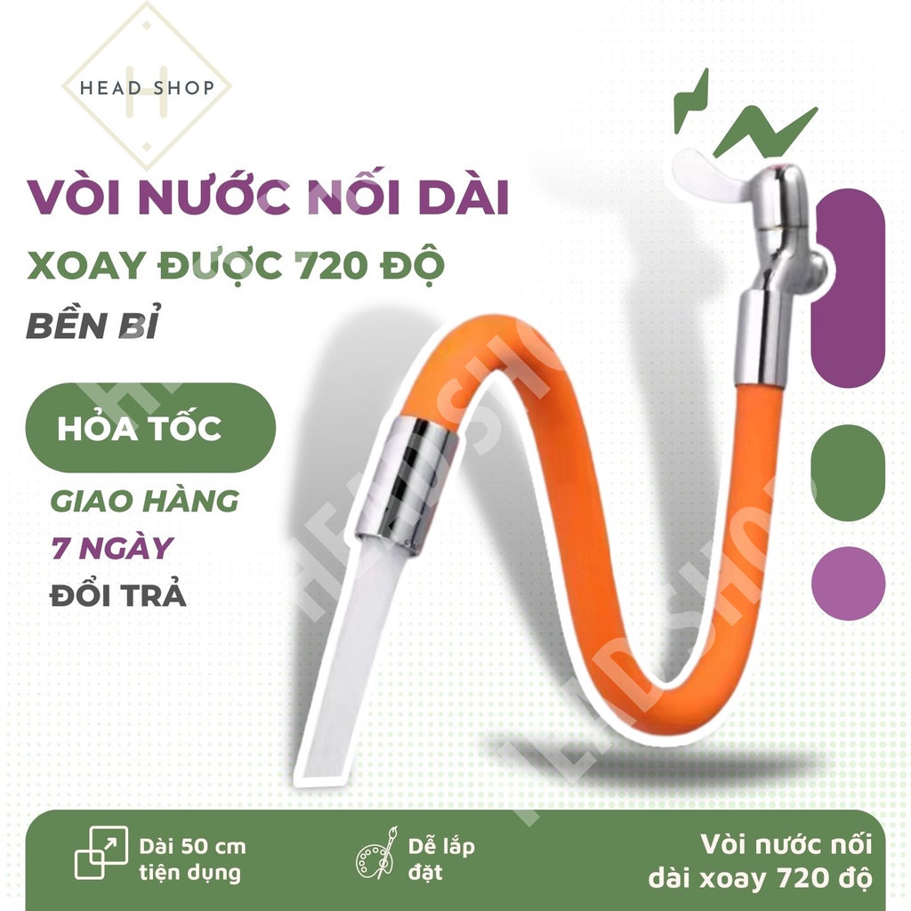 Đầu vòi nước ống nối dài tăng áp linh hoạt mã V2 xoay 720° theo mọi hướng dài 50cm HEADSHOP
