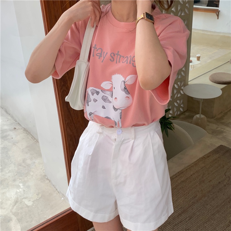 SUXI Áo Thun Tay Ngắn Cổ Tròn In Họa Tiết Thời Trang Mùa Hè Mới Cho Nữ