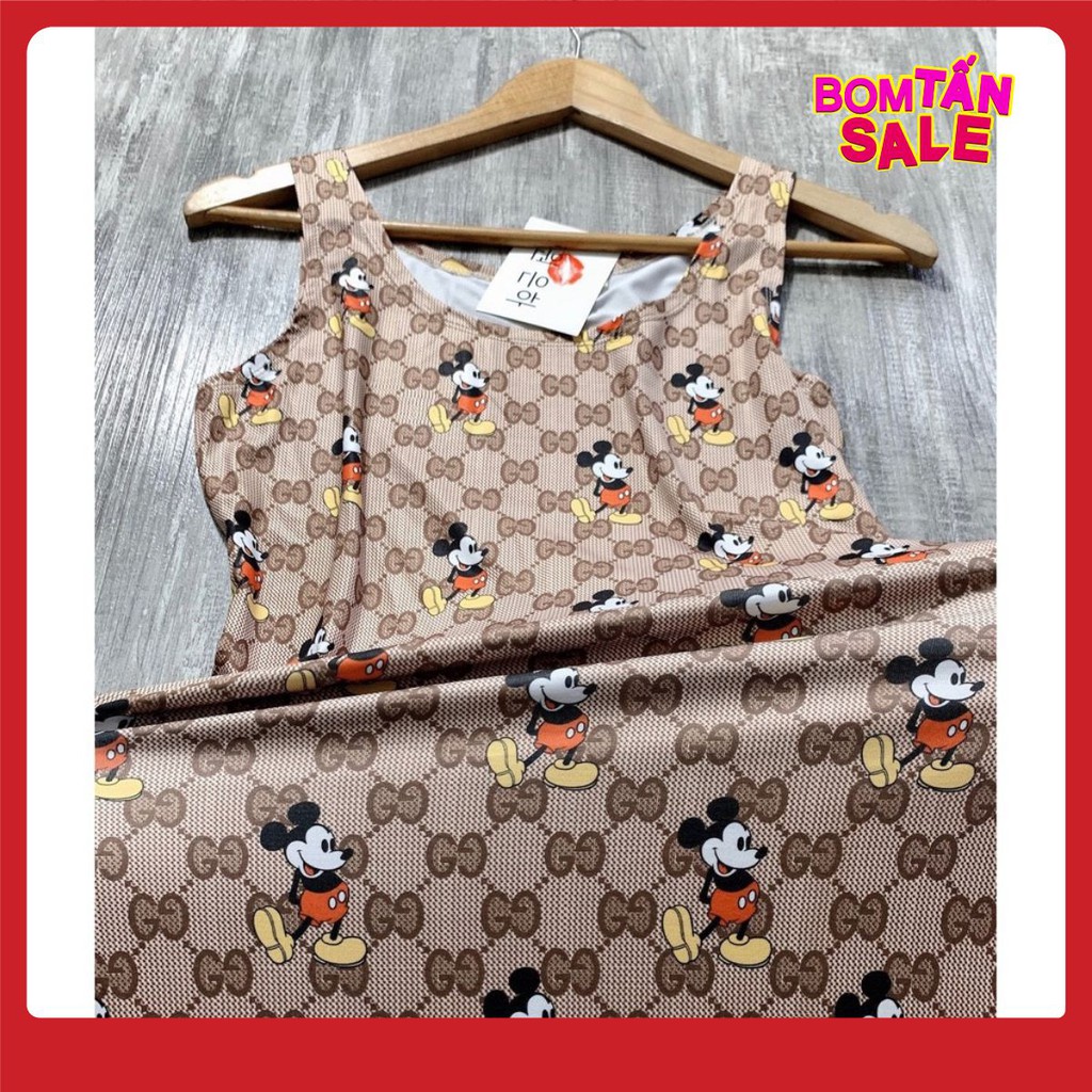 FREESHIP VÁY MICKEY BODY 2 DÂY SÁT NÁCH - ĐẦM MAXI BODY THUN GÂN CHUỘT MICKEY