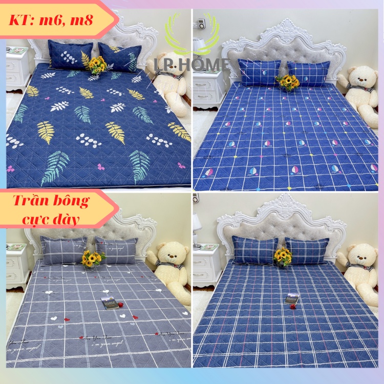[Xả rẻ vô địch] Bộ 3 món ga gối poly chun trần bông cao cấp siêu êm siêu ấm - KT: m6, m8