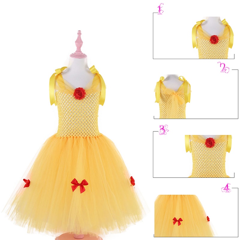 Disney Princess Belle Cosplay Costume Beauty And The Beast Halloween Party Dress Up For Girl Matching Dresses Parent-child Dress