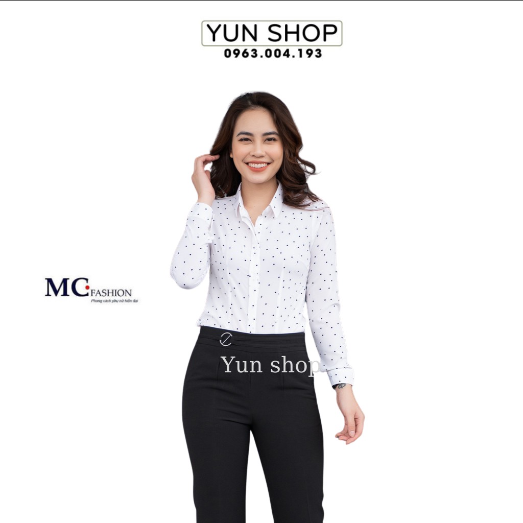 Áo sơ mi công sở chấm bi - MC Fashion A0284  (2 màu : tím than, trắng )