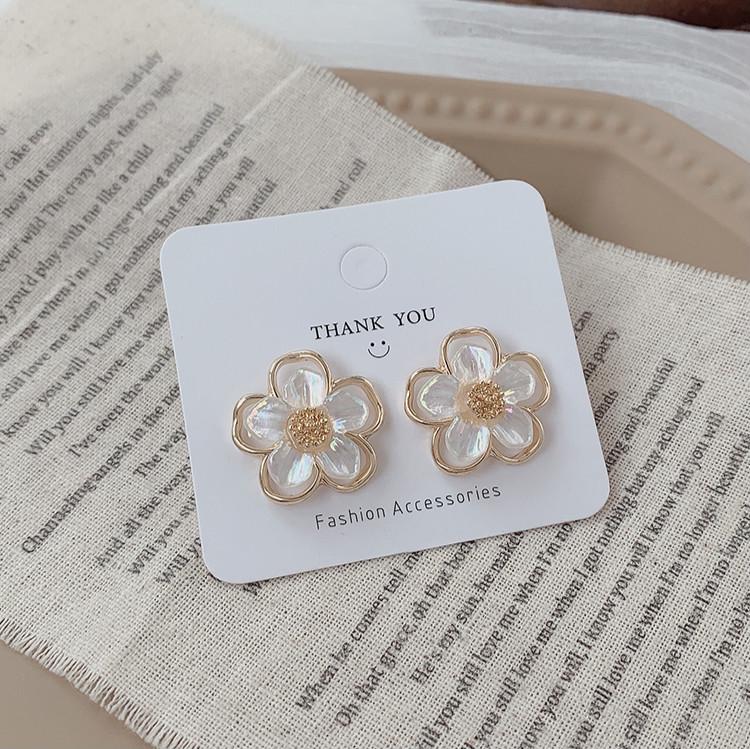 Hoa tai chốt bạc 925 hình bông hoa xinh xắn cho nữ