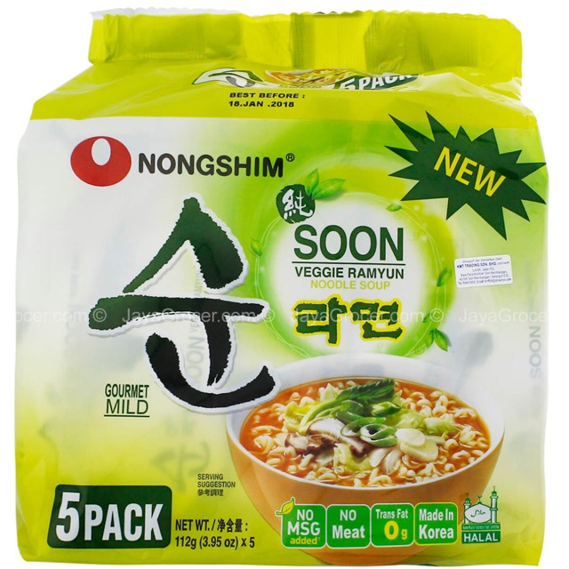 LỐC 5 GÓI MÌ RAU CỦ CHAY NONGSHIM - HÀN QUỐC