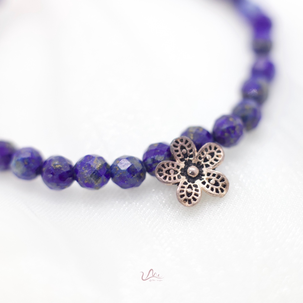 Vòng tay đá Lapis tự nhiên mix Charm bạc 925 - 4mm, 5mm  thời trang phong thủy UME