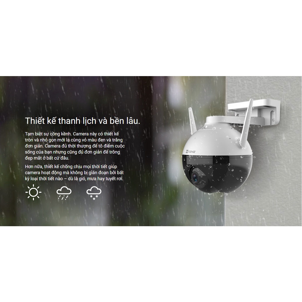 Camera ngoài trời wifi ezviz C8C , C8W , C8PF  Quad HD 2K + Full HD 1080P xoay 360 còi hú báo động bằng AI , có màu đêm
