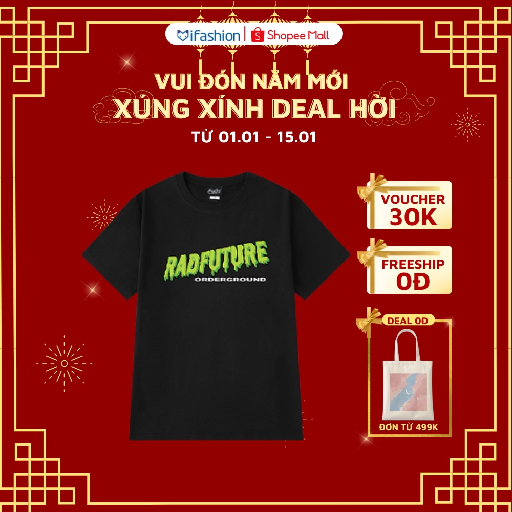 Áo thun tay lỡ iFashion 100% cotton dáng unisex form rộng in chữ radfuture N003