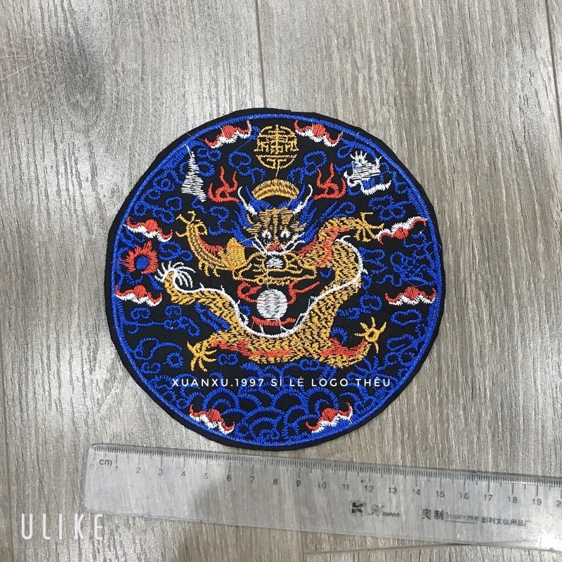 Sticker , logo Thêu Tròn Rồng Xanh