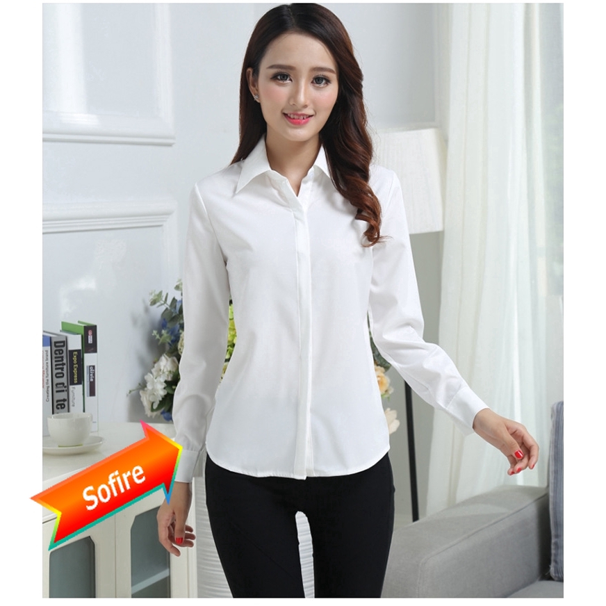 Áo Sơ Mi Trắng Dài Tay Thiết Kế Mới Thanh Lịch Thời Trang Dành Cho Nữ