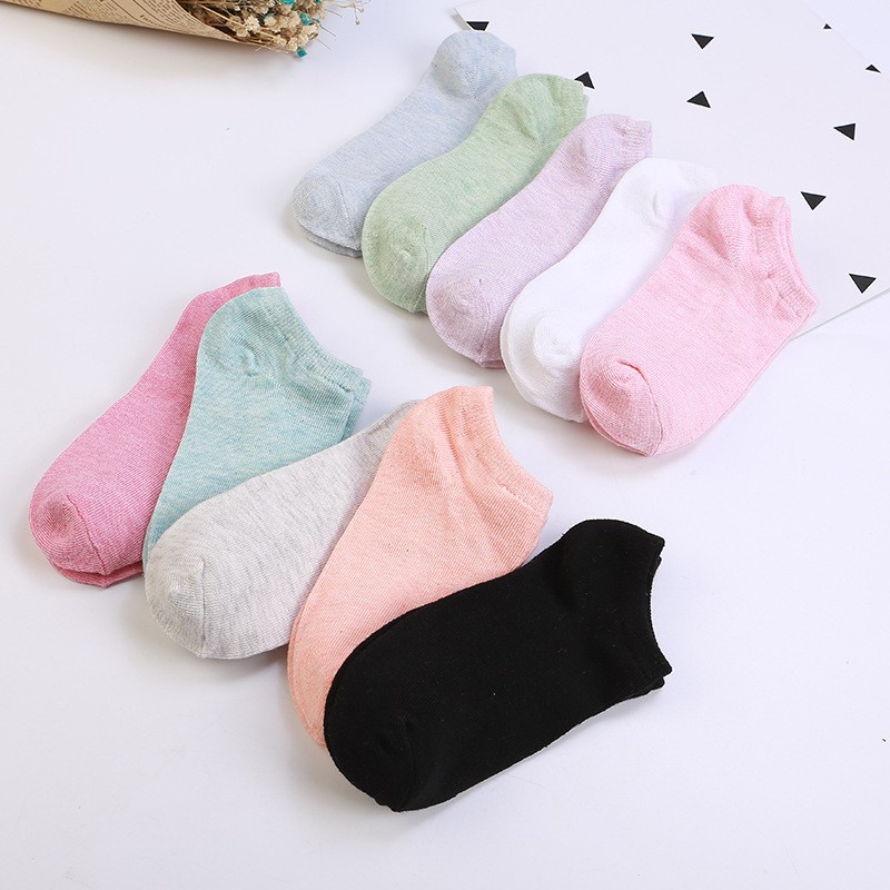 Tất chân cổ thuyền màu trơn Xiaozhainv