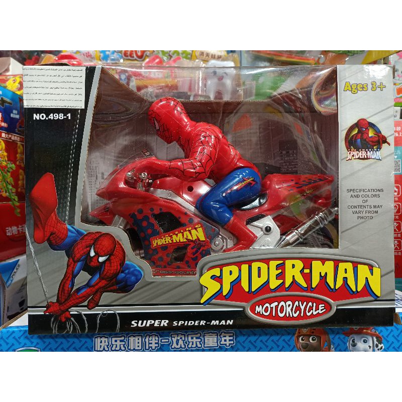 498-1 Hộp đồ chơi Người Nhện đi xe máy, có nhạc và đèn phát sáng SPIDERMAN MOTORCYCLE