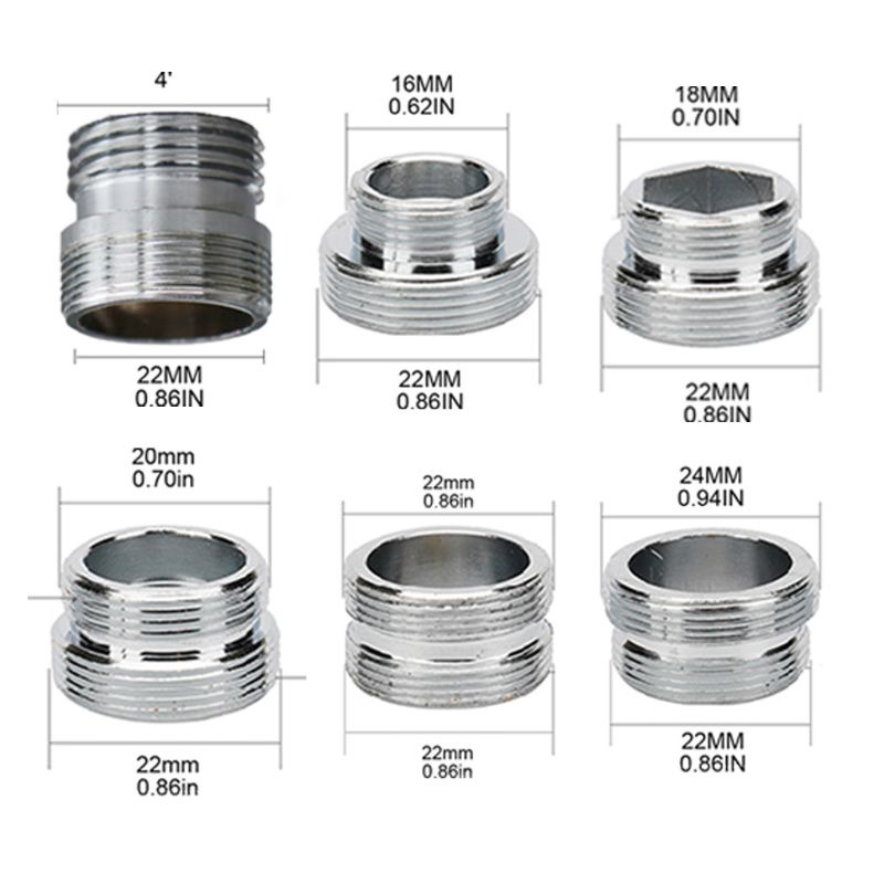 Bộ 5 Đầu Nối Vòi Nước Bằng Đồng Thau Chất Lượng Cao