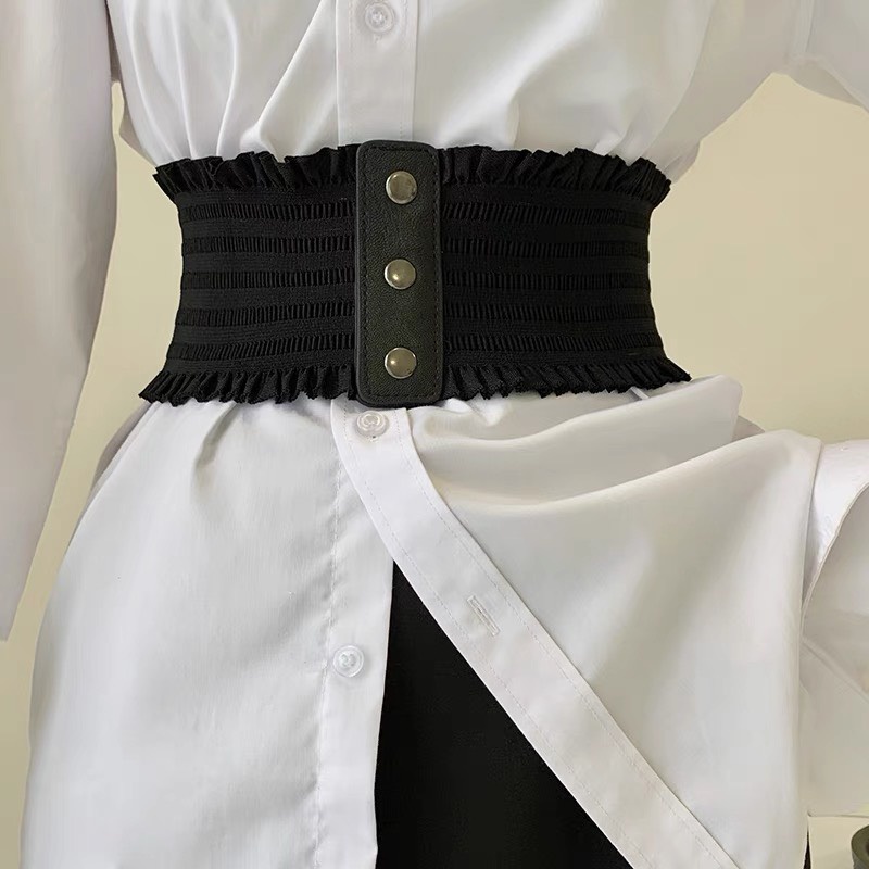 Corset nịt bụng 3 khuy tua rua 2 đầu Đai thắt eo mềm sang trọng không dây