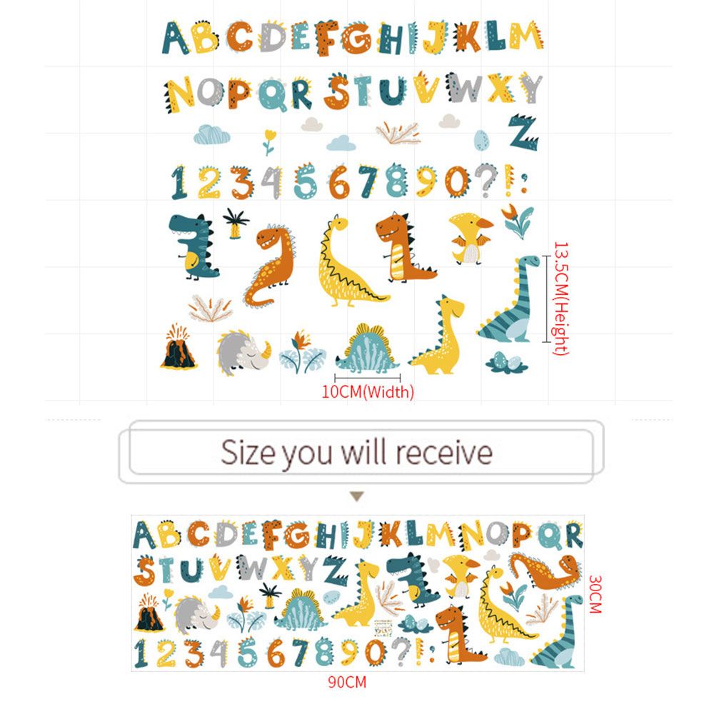Miếng dán tường họa tiết chữ số và khủng long bằng nhựa PVC kiểu dáng sáng tạo
