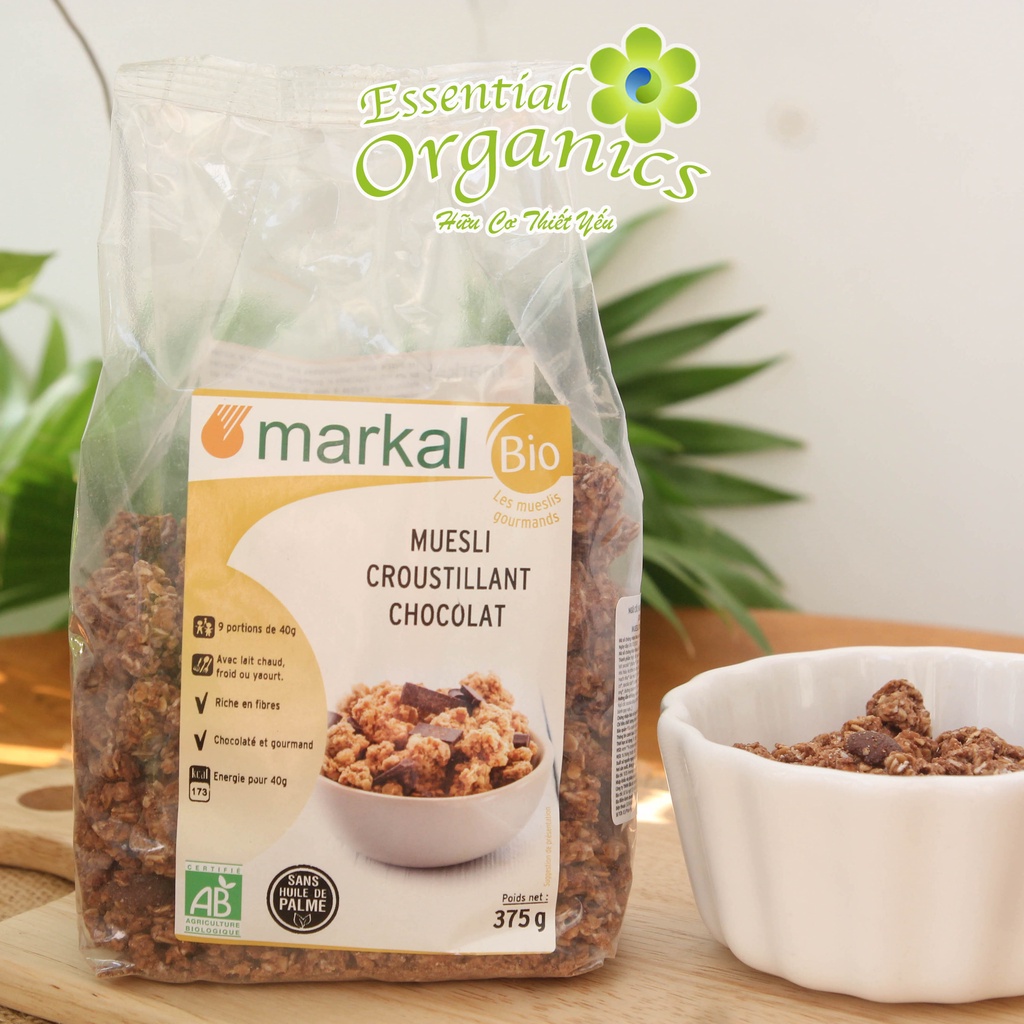 [Ngũ cốc ăn sáng cho Mẹ và Bé] Ngũ cốc muesli giòn sô cô la hữu cơ Markal 375g date 1/9/2023