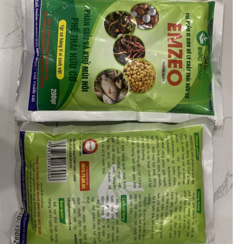 CHẾ PHẨM VI SINH EMZEO GÓI 200gr Ủ PHÂN VÀ RÁC HỮU CƠ DẠNG BỘT