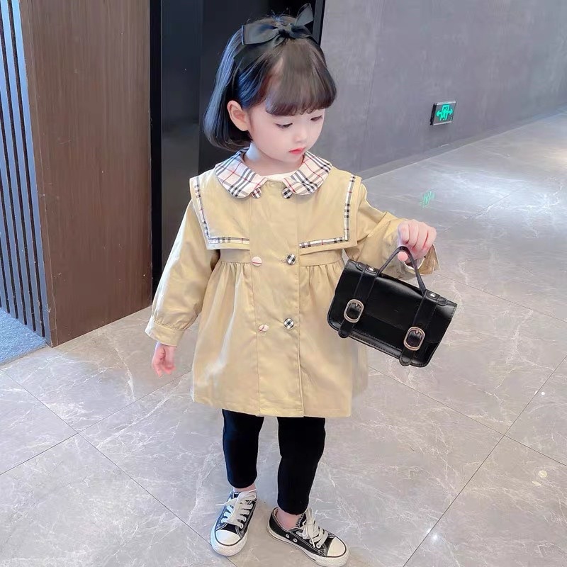 váy bbr màu be phối cổ yếm bbr cho bé