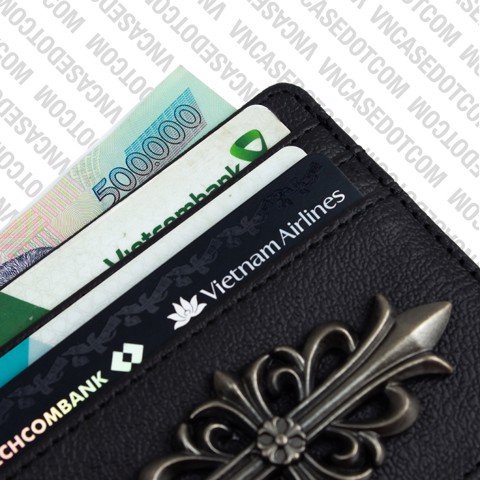 Ví đựng thẻ atm card holder Chrome logo kim loại da
